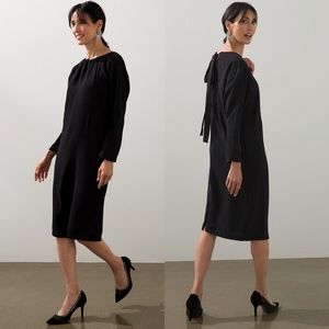 Chico's Tie-Back Crepe Long Sleeve Midi Dress Size 12-14